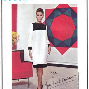 Vogue 1556 rare Mondrian 60s Yves Saint Laurent dress pattern size 12, for 32" bust