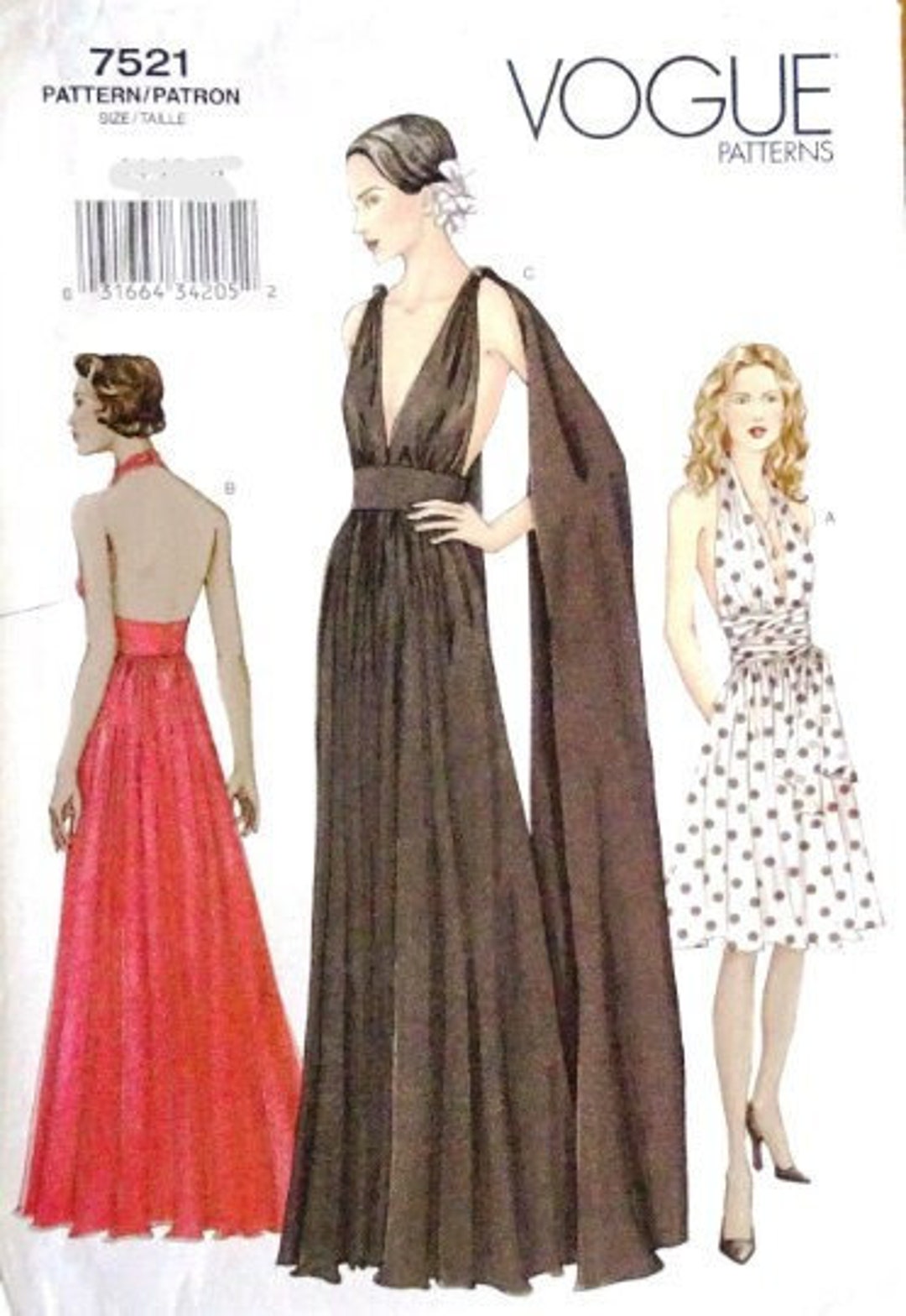 Vogue 7521 Sewing Pattern Sizes 8-10-12 Uncut Fitted Waist - Etsy