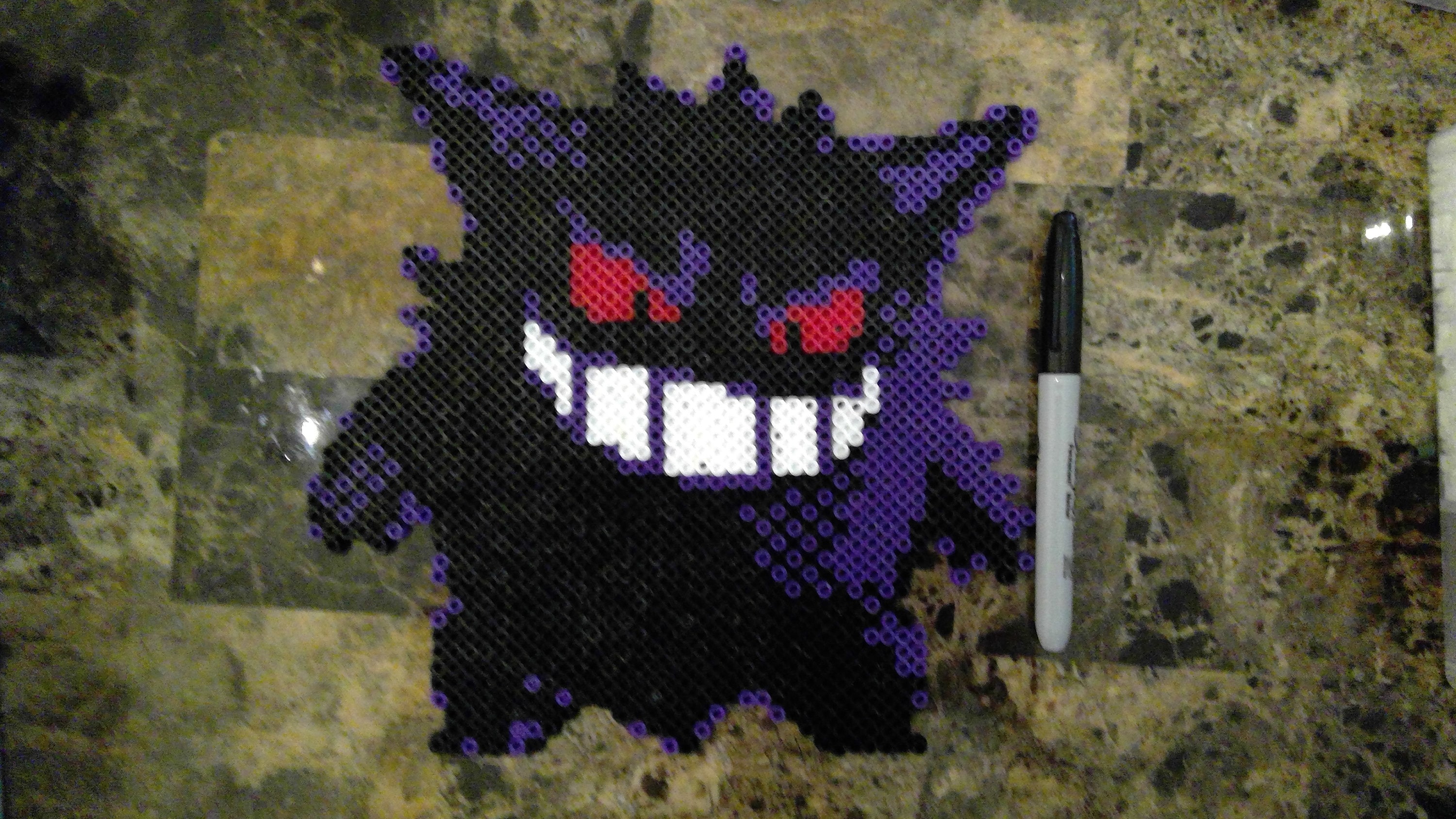 Mega Shiny Gengar Kandi Perler Pokemon Wall Art Pikachu Ghost Halloween Go