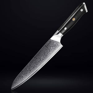 Nóż szefa kuchni Damascus - Japoński nóż wykuty z japońskiej stali VG10, 67-warstwowy damasceński - prezent na parapetówkę i do kuchni