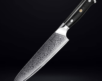 Damascus Chef Knife - Japanese Knife forged from Japanese VG10 Steel, 67-Layer Damascus - Housewarming Gift & Kitchen Gift
