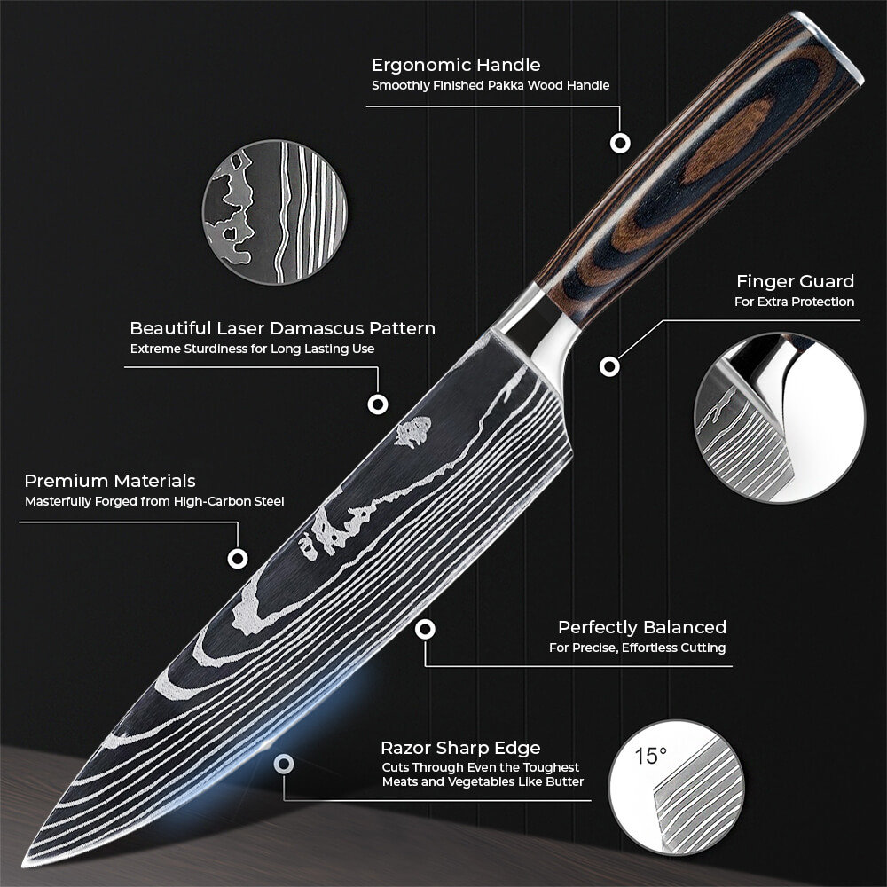 XYJ Set di coltelli da Cucina Professionali con Blocco, Set di coltelli