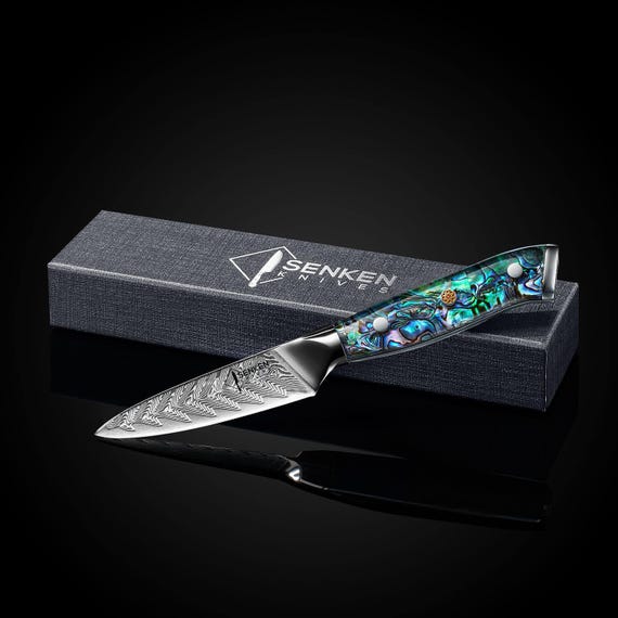 本物のアワビの貝殻ハンドルを備えた美しい3.5インチのパーリング