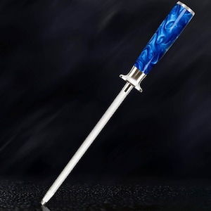 Professional Knife Sharpening Steel with Beautiful Blue Resin Handle - High Carbon Steel Rod for Sharpening and Honing Chef's Knives