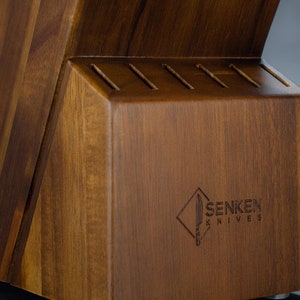Senken Knives Acacia Block Closeup