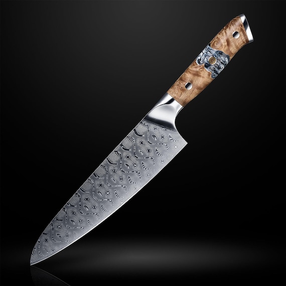 110-Layer Powder Damascus Steel Japanese Chef Knife – Tenjin "Heavenly Blade" One-of-a-Kind Chef Knife, Perfect Gift for Chefs