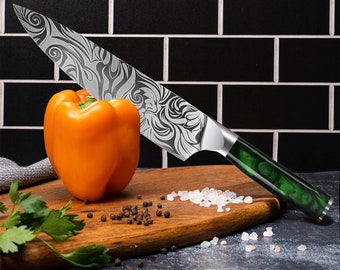 8-piece Complete Japanese Kitchen Knife Set With Stunning Green