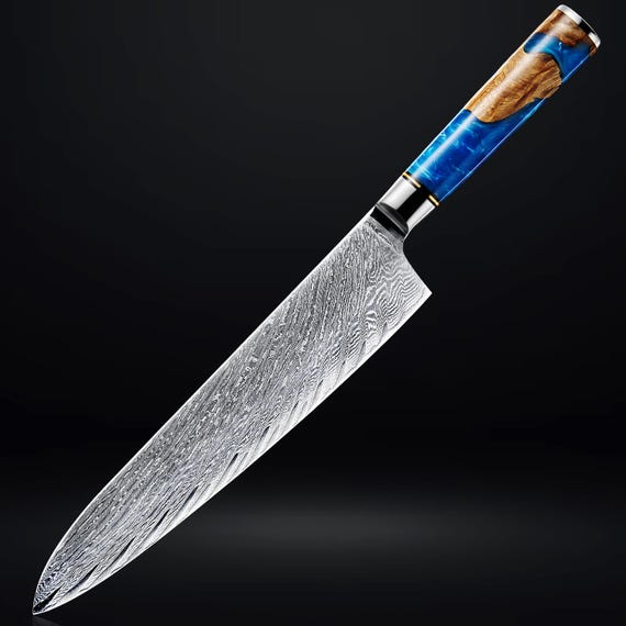 BACHER Santoku Knife 7'' - Damask Chef Knife Japanese AUS-10V Stainless BACHER Santoku Knife 7'' - Damask Chef Knife Japanese AUS-10V Stainless