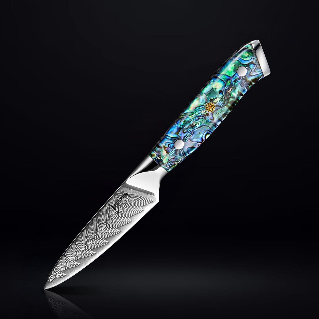 Damascus Steel Paring Knife With Real Abalone Shell Handle - 67-layer ...