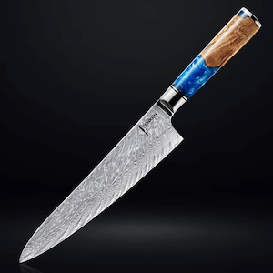 67-Layer Damascus Steel Chef&#39;s Knife - Japanese VG10 Steel Kitchen Knife - &#39;Tsunami&#39; - 8&quot; Damascus Blade