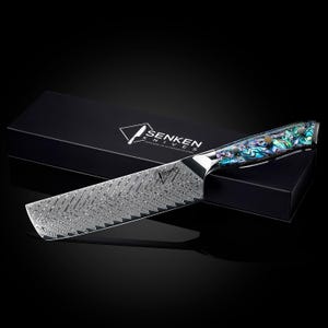 Umi Damascus Steel Japanese Cleaver Abalone Shell VG-10 67-Layer Luxury Gift Box