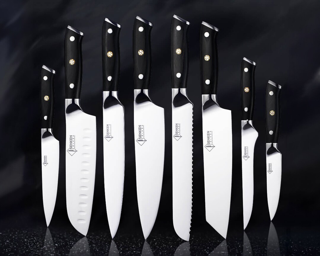 8piece Japanese Fulltang Kitchen Knife Set With Smooth Satin Finish