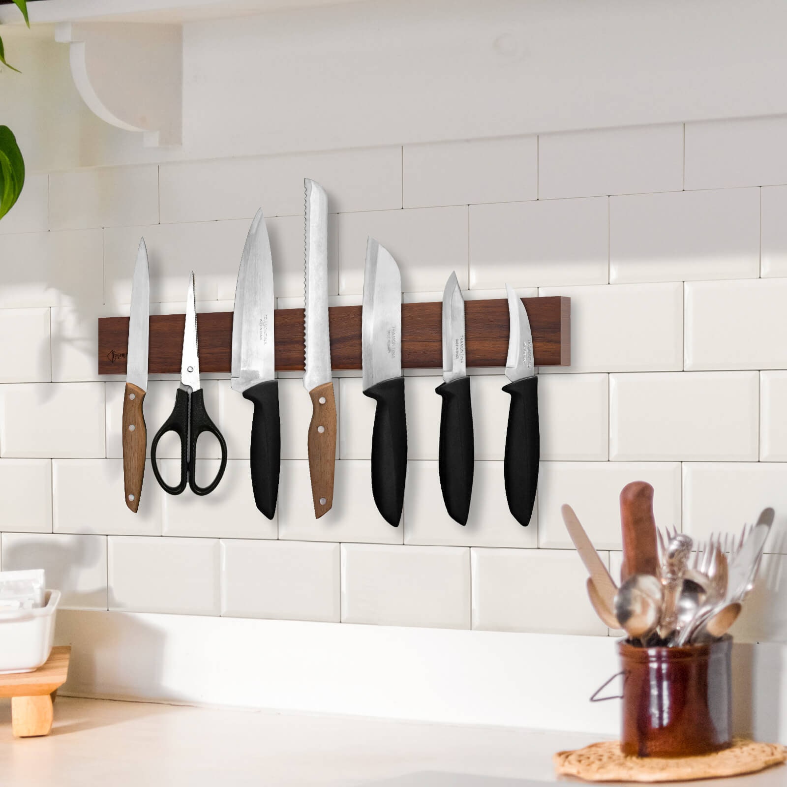 Natural Acacia Wood Magnetic Knife Strip Adhesive Strips -   Magnetic  knife strip, Kitchen storage solutions, Stylish kitchen