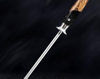 黒色樹脂製研ぎ棒（エメリーロッド付き） - ダマスカスナイフを含む、硬度63HRCまでの刃物の研ぎと研磨に。