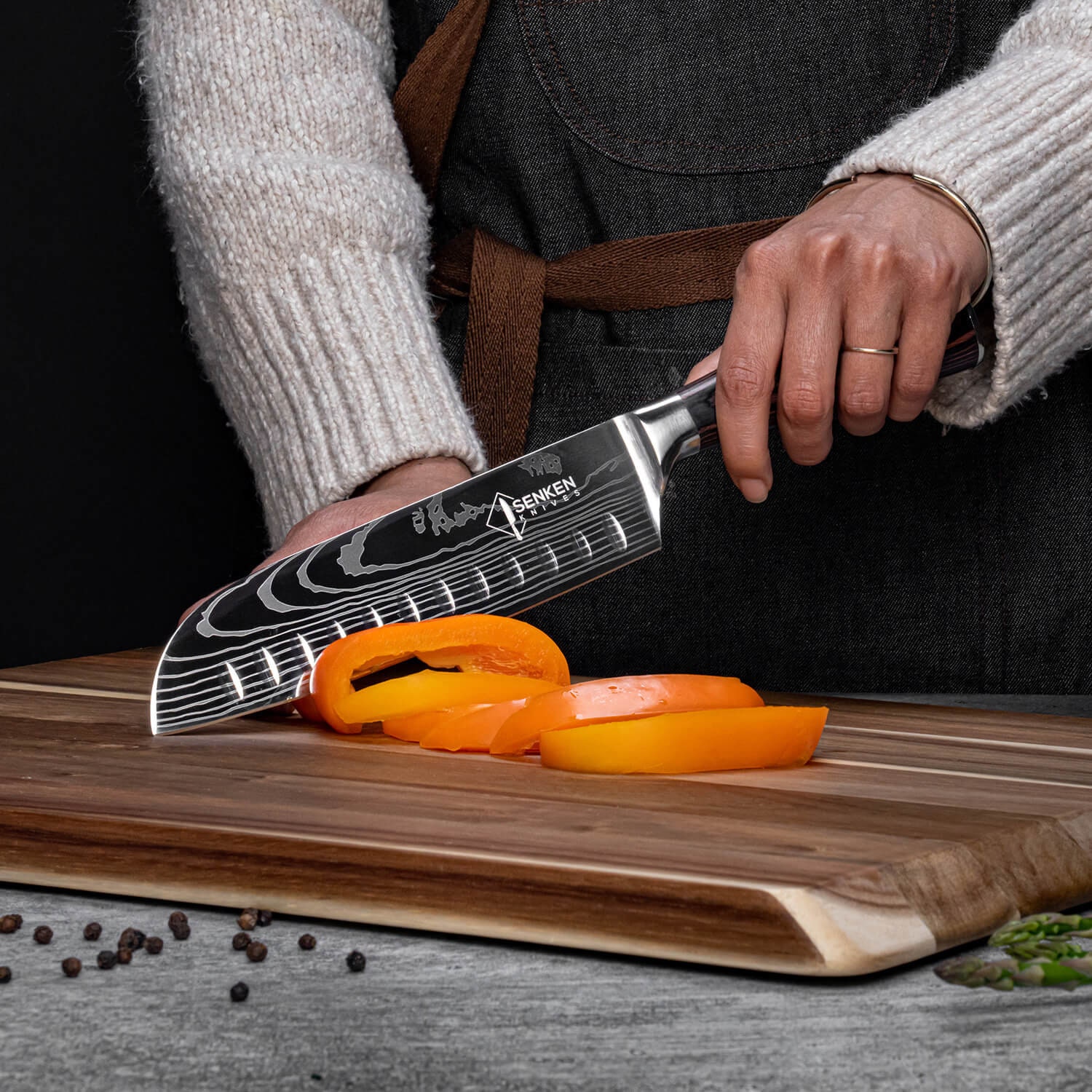 SENKEN 7-Piece Damascus Kitchen Knife Set - Tsunami Collection - 67-Layer  Japanese VG10 Steel - Chef's Knife, Cleaver, Santoku, Bread, Boning, & More