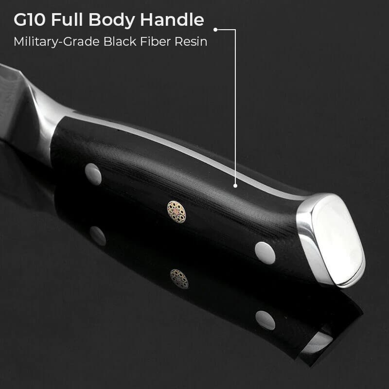 BGT Japanese 67 Layer High Grade VG-10 Super Damascus Steel Knives, Sharp,  Teak Handle Professional Hammered Kitchen Knife Set with Knife Roll Bag