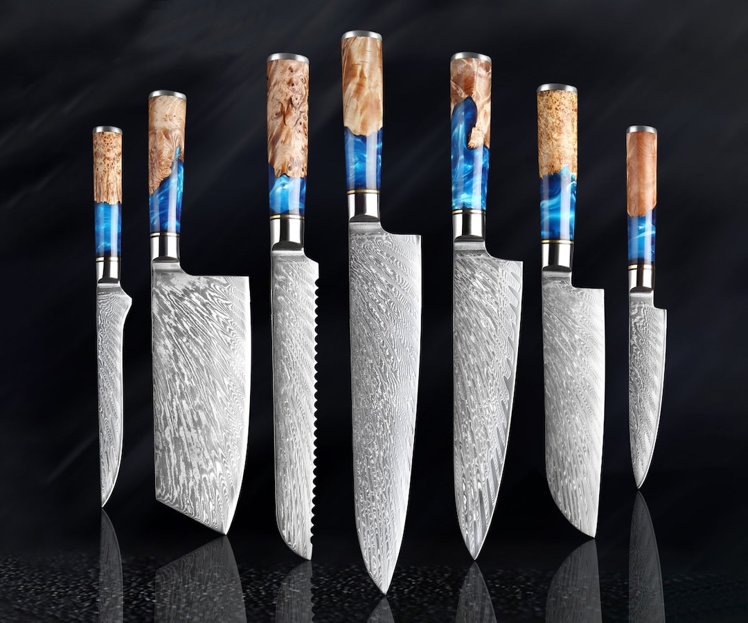 3PCS Vg10 67 Layer Damascus Steel Knife Set with Turquoise Handle - China  Kitchen Knife with Block and Damascus Steel Knife price