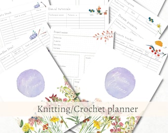 Knitting/ Crochet Planner DIGITAL PRINTABLE PLANNER, organisation book, printable pages, knitter's book, crochet book