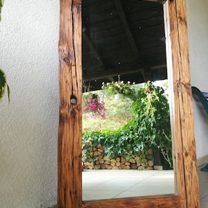 Mirror made of old wood recovered from a 200 year old barn in Masuria. Wall mirror. Reclaimed wood