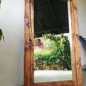 Mirror made of old wood recovered from a 200 year old barn in Masuria. Wall mirror. Reclaimed wood