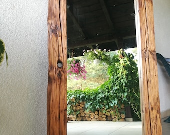 Mirror made of old wood recovered from a 200 year old barn in Masuria. Wall mirror. Reclaimed wood