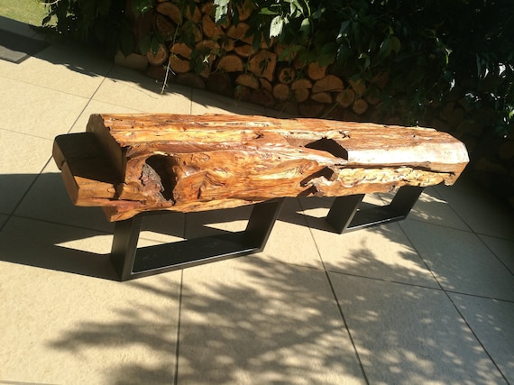 Old wood beam rustic modern farm house style console table entry way table unique table solid wood Bench for the hallway steel legs