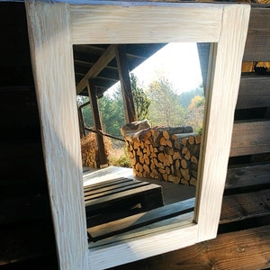 Mirror made of old wood recovered from over 200 years old Masurian barn. Wall mirror. Reclaimed wood. Scandinavian style.