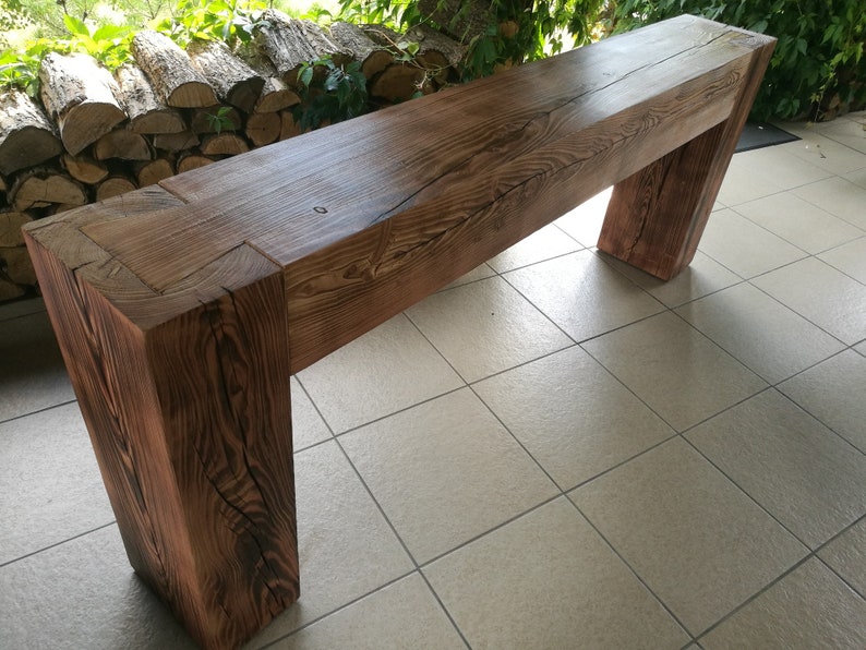 Console Table Made of Old Solid Wood Beams Joined in Dovetail. Etsy