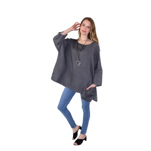 Washed premium Linen Oversized Tunic, Women Linen  Tunic, Linen Summer Tunic, Linen One size Tunic. Comfy Linen Tunic