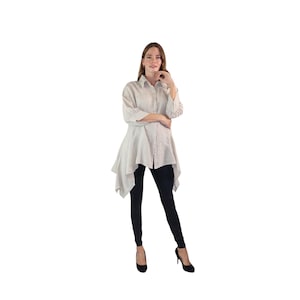 Washed linen jacket blouse, women linen blouse, Asymmetrical Linen Top, Artsy linen jacket, Quirkey Lagen look tunic, lagenlook linen tunic