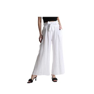 Linen Casual pants, Linen Wide leg Pants, Women linen pants, Plus size Linen Pants, Linen drawstring pants, Relaxed fit linen pants