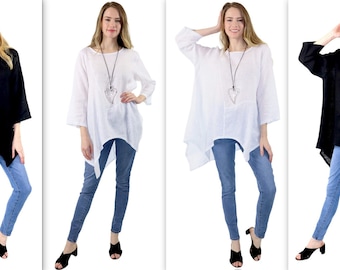 Free Shipping, 100% Pure soft linen Women relaxed fit Tunic, Linen Top, Asymmetrical linen tunic,  Tunic, Washed linen tunic