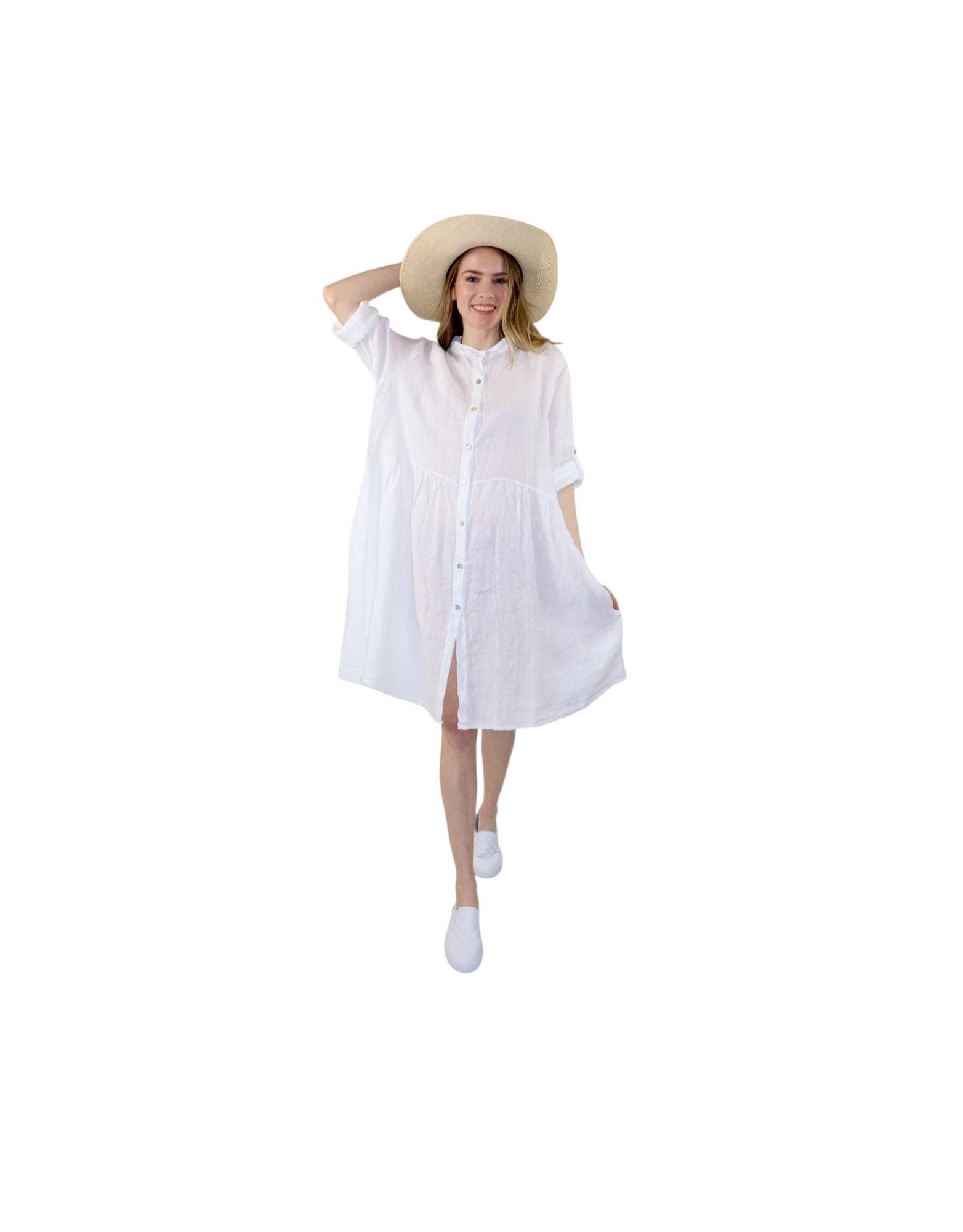 linen short sleeve shirt dress MIKUTA main image 0