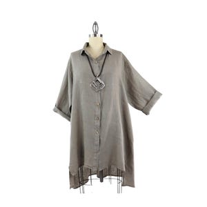 Hi Low Oversized Linen Shirt, Plus size Linen Shirt, Everyday Linen Shirt, Relaxed Fit Linen Blouse, Linen Top, Women linen plus size shirt