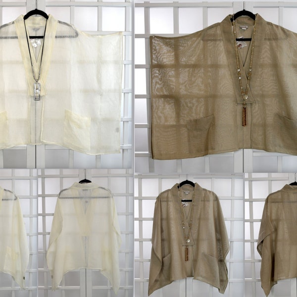 Oversize Bolero Top, Swing Linen Bolero jacket, Linen Gauze bolero jacket, One size Fit, Loose fitting linen jacket