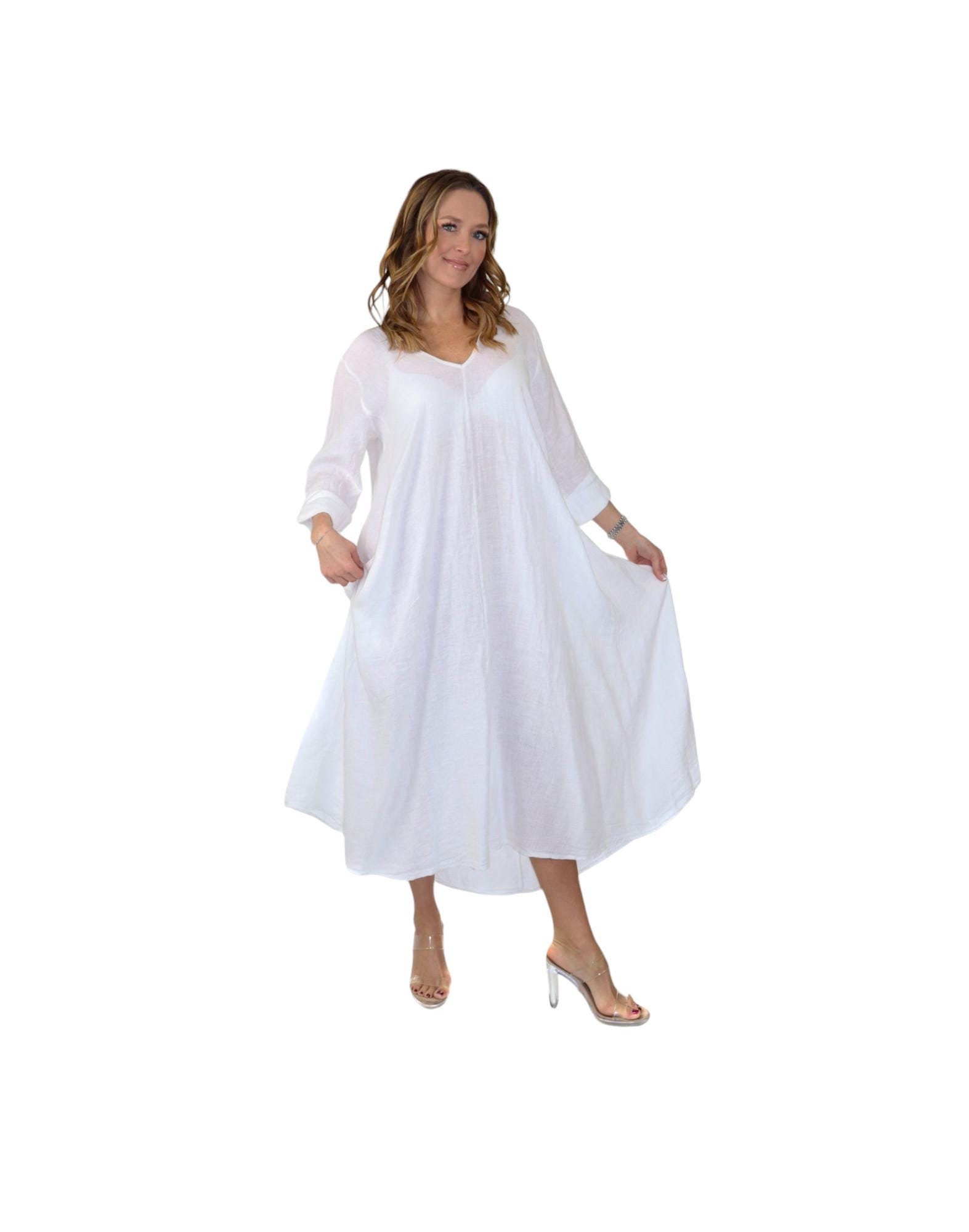 white christmas dresses Buy White Fit and Flare Crushed Cotton Dress for Women main image 0