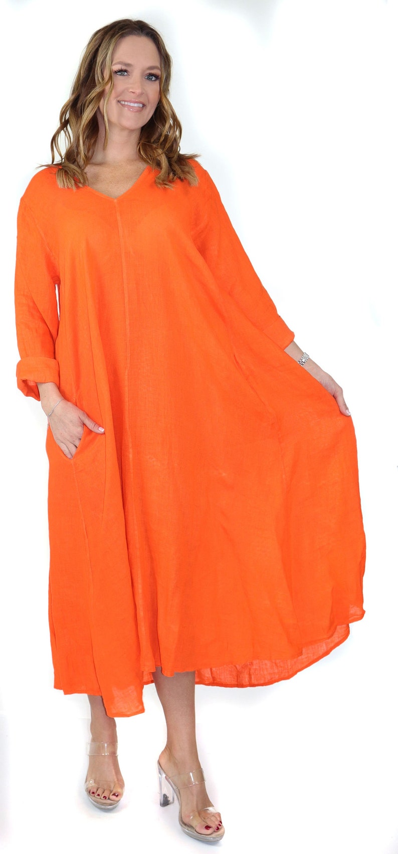 Swing Linen Dress Women Plus Size Dress Loose Fitting Linen Etsy