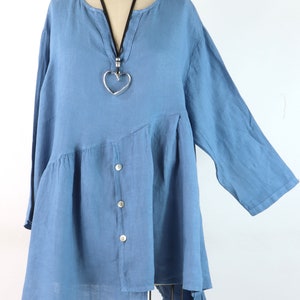 Asymmetrical Plus Size Linen Top, Linen Artsy Tunic, Women Linen Tunic, Linen Summer Tunic, Linen Plus Size Tunic. image 9