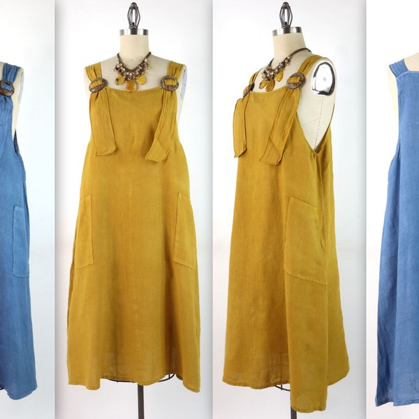 Linen Strap Dress, Linen Comfy Dress, Linen Midi Dress, Linen Summer Dress, Washed Linen Dress, Lagenlook Dress