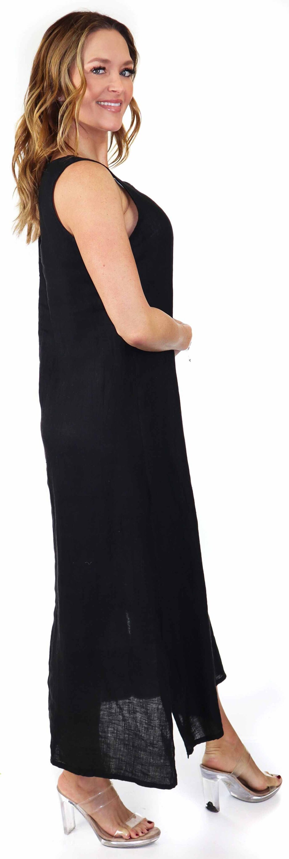 Linen Maxi Slip Dress, Sleeveless Summer Dress