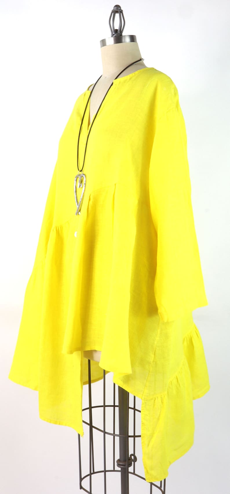 Asymmetrical Plus Size Linen Top, Linen Artsy Tunic, Women Linen Tunic, Linen Summer Tunic, Linen Plus Size Tunic. image 2