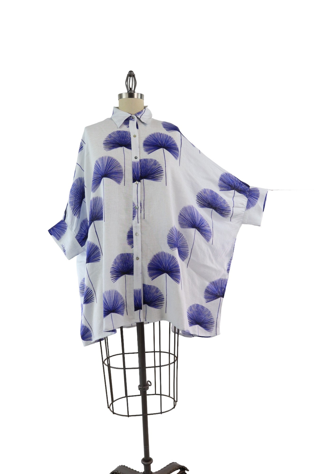 Artsy Oversized Linen Shirt, Plus size Linen Shirt, Linen Women Blouse top, Boxy linen Tunic shirt