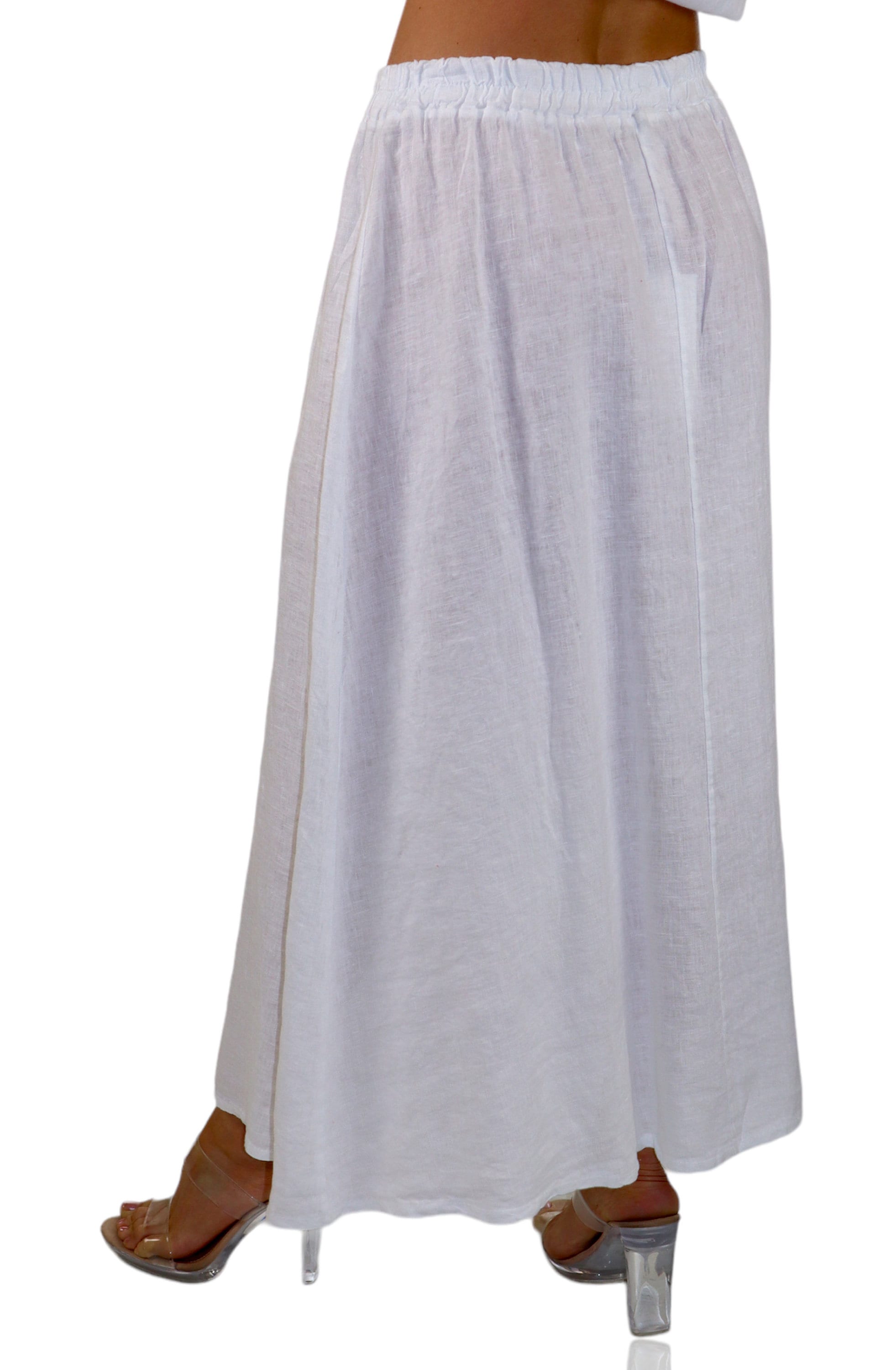 A-Line Linen Skirt Glass Green