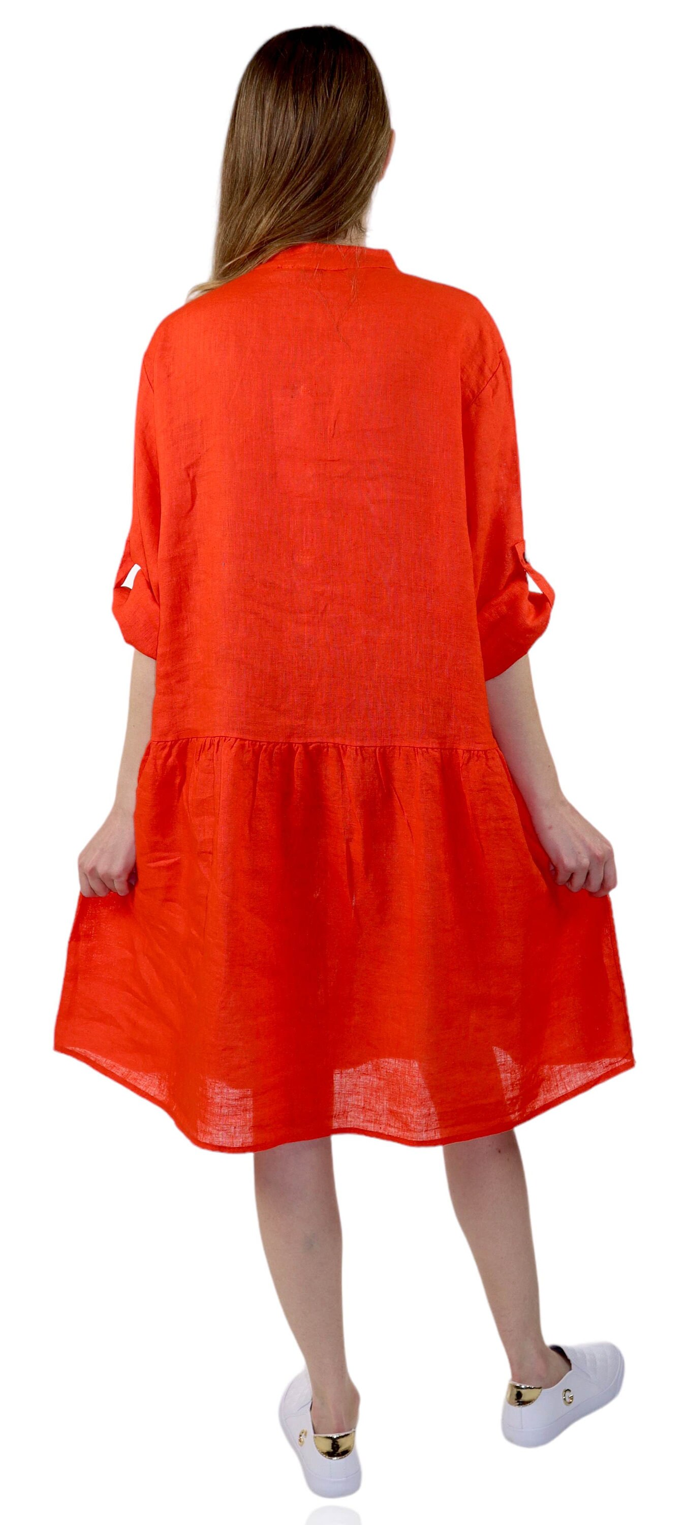 New Pure Washed Linen Midi Dress Dress, Oversized Linen Dress, Buttoned