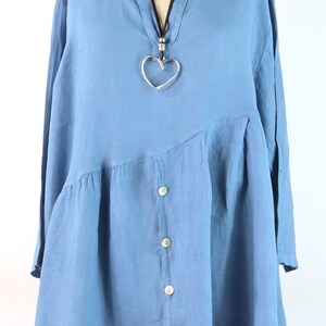 Asymmetrical Plus Size Linen Top, Linen Artsy Tunic, Women Linen Tunic, Linen Summer Tunic, Linen Plus Size Tunic. Denim Blue