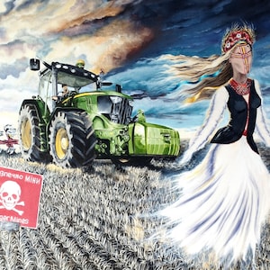 Ölgemälde auf Leinwand &quot;&quot;Gefährliche Arbeit&quot;&quot; Ukraine original handgemalte Kriegskunst vom Ukrainischen Künstler.&quot;