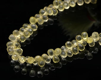 レモンクォーツファセットティアドロップビーズ、天然レモンクォーツ