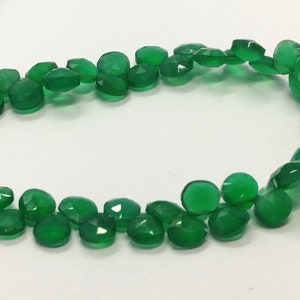 Green Onyx Faceted Heart Beads Natural Green Onyx Heart Shape 8-8.5 MM Briolettes Beads for Jewelry Necklace Pendant Earrings Making Craft