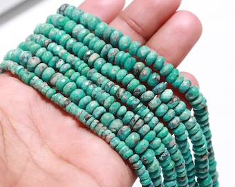 Arizona Turquoise Faceted Rondelle Beads Natural Arizona Turquoise 5-6 MM Rondelle Beads for Handmade Designer Beaded Jewelry Making Craft