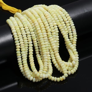 Yellow Opal Smooth Rondelle Beads Yellow Opal Smooth 8 MM Rondelle Gemstone Beads for Handmade Designer Jewelry Necklace Bracelet Making